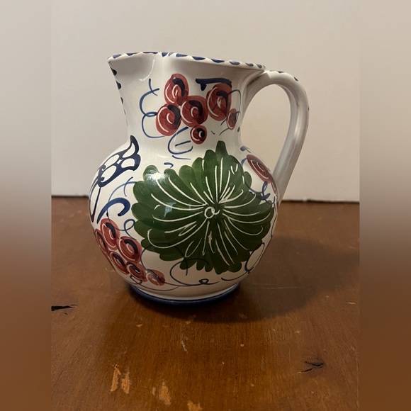 La Vecchia Faenza Pitcher & Creamer Set. Handpainted In Italy. Grapes & Flowers - Picture 2 of 14